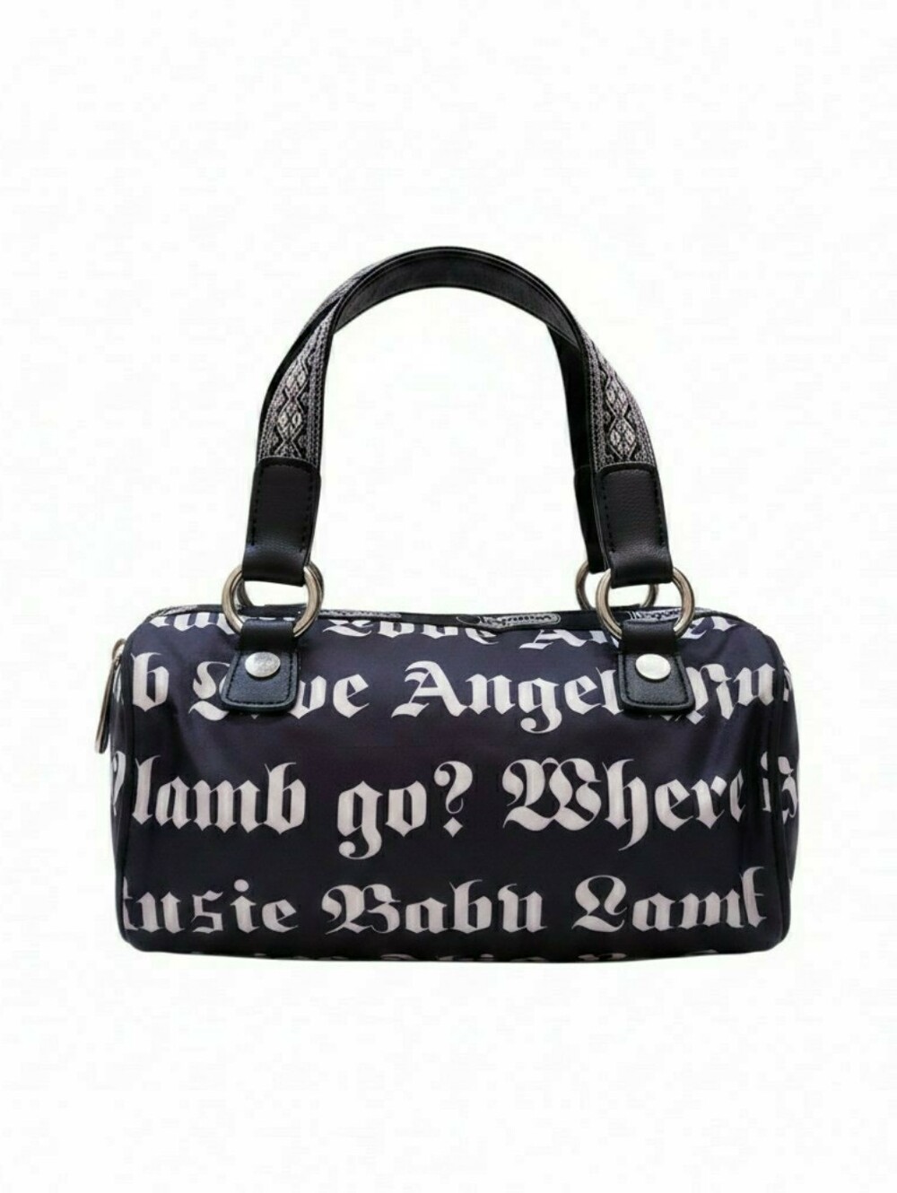 Rare Gwen Stefani L.A.M.B. LeSportsac Y2K Black & White Script Barrel Bag
